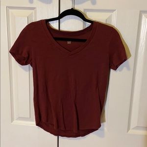 AE V Neck Maroon T Shirt